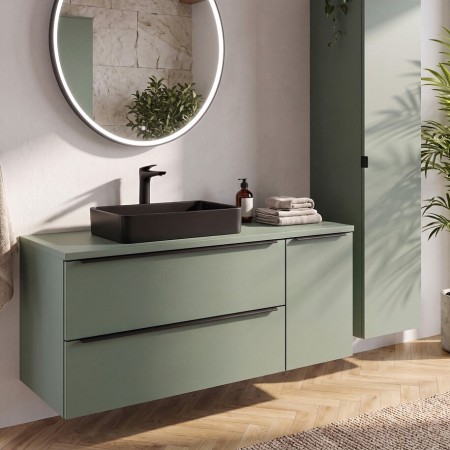 Dulap lavoar Sombra Green, PAL melaminat, verde olive, 2 sertare, L.100 cm, SOMBRA GREEN 82-100-46-2S