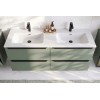 Set mobilier de baie Sombra Green, PAL melaminat, verde olive, lavoar Fly, L.140 cm, SET-SOG 140CM FLY