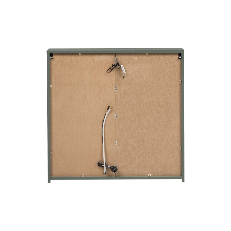 Dulap cu oglinda suspendat Sombra Green, iluminare LED, PAL melaminat, verde olive, sticla, 2 usi, L.80 cm, GREEN UN 84-80-2D