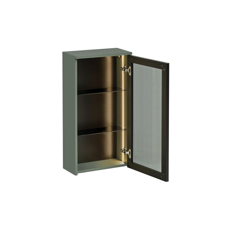 Dulap suspendat Sombra Green, iluminare LED, PAL melaminat, verde olive, sticla, 1 usa, L.40 cm, SOMBRA GREEN 83-40-1DG