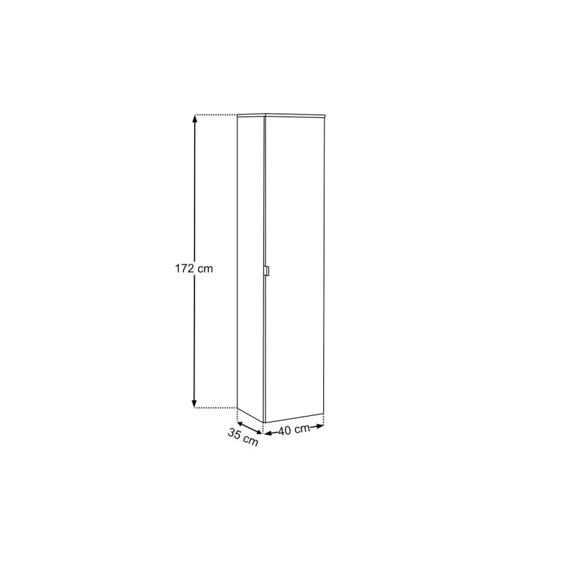 Dulap inalt cu iluminare LED Sombra Green, PAL melaminat, verde olive, 1 usa, H.172 cm, SOMBRA GREEN 80-40-1D