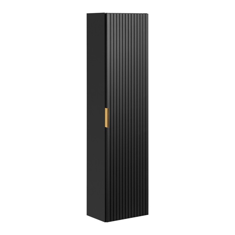 Dulap inalt Comad Adel Black, MDF, Pal melaminat, 1 usa, negru mat, H.140 cm, ADEL BLACK 80-01-B-1D