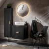 Dulap inalt Comad Adel Black, MDF, Pal melaminat, 1 usa, negru mat, H.140 cm, ADEL BLACK 80-01-B-1D