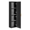 Dulap inalt Comad Adel Black, MDF, Pal melaminat, 1 usa, negru mat, H.140 cm, ADEL BLACK 80-01-B-1D