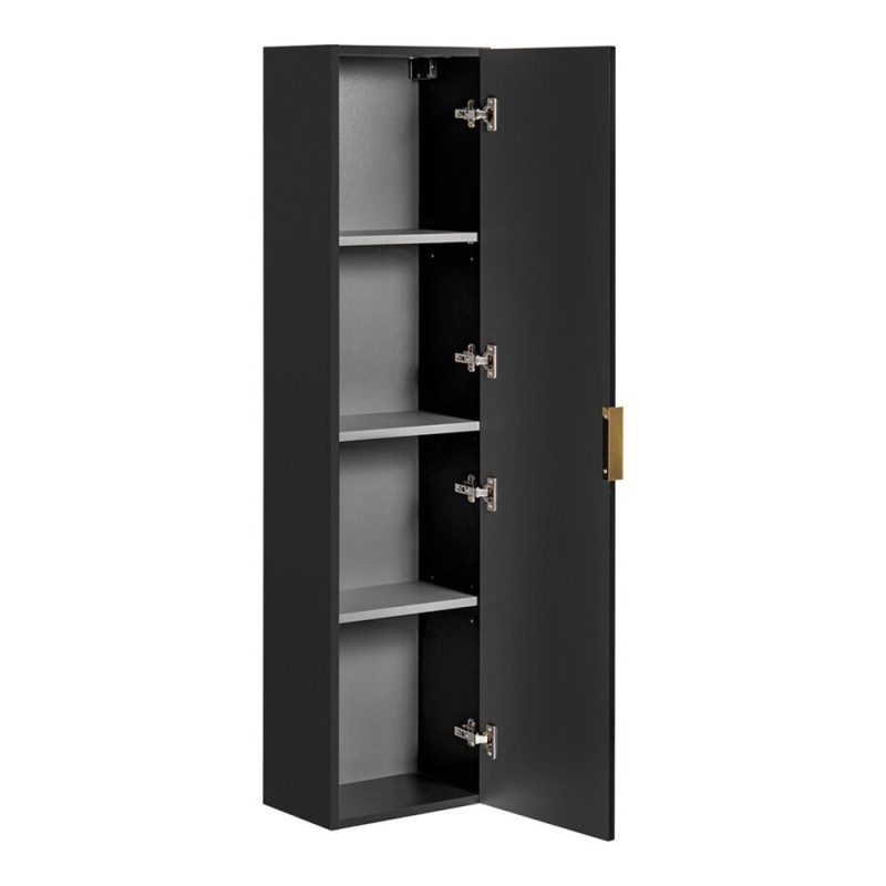 Dulap inalt Comad Adel Black, MDF, Pal melaminat, 1 usa, negru mat, H.140 cm, ADEL BLACK 80-01-B-1D