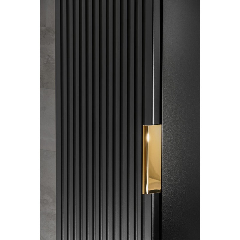 Dulap inalt Comad Adel Black, MDF, Pal melaminat, 1 usa, negru mat, H.140 cm, ADEL BLACK 80-01-B-1D