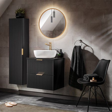 Dulap inalt Comad Adel Black, MDF, Pal melaminat, 1 usa, negru mat, H.140 cm, ADEL BLACK 80-01-B-1D