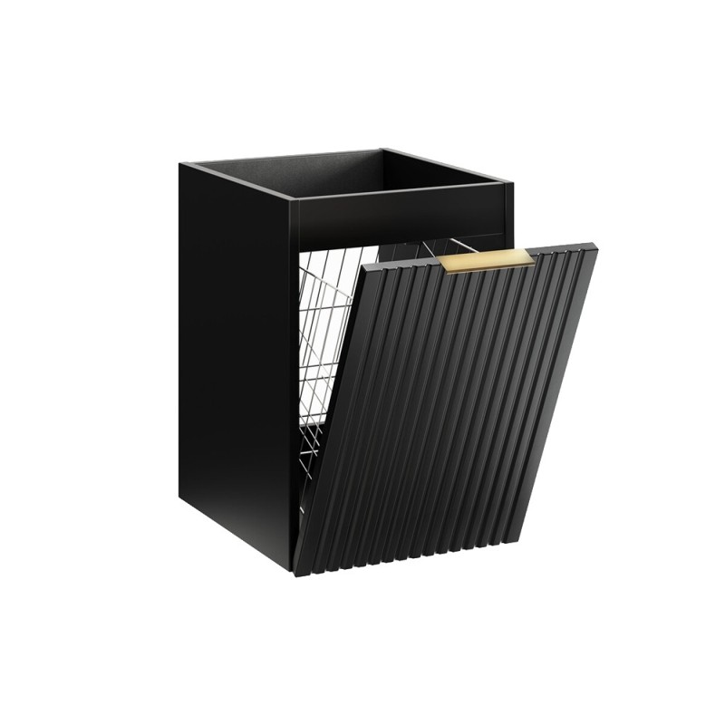 Dulap lateral cu coș de rufe Comad Adel Black, MDF, PAL melaminat, negru mat, L.40 cm, ADEL BLACK 81-40-1DK