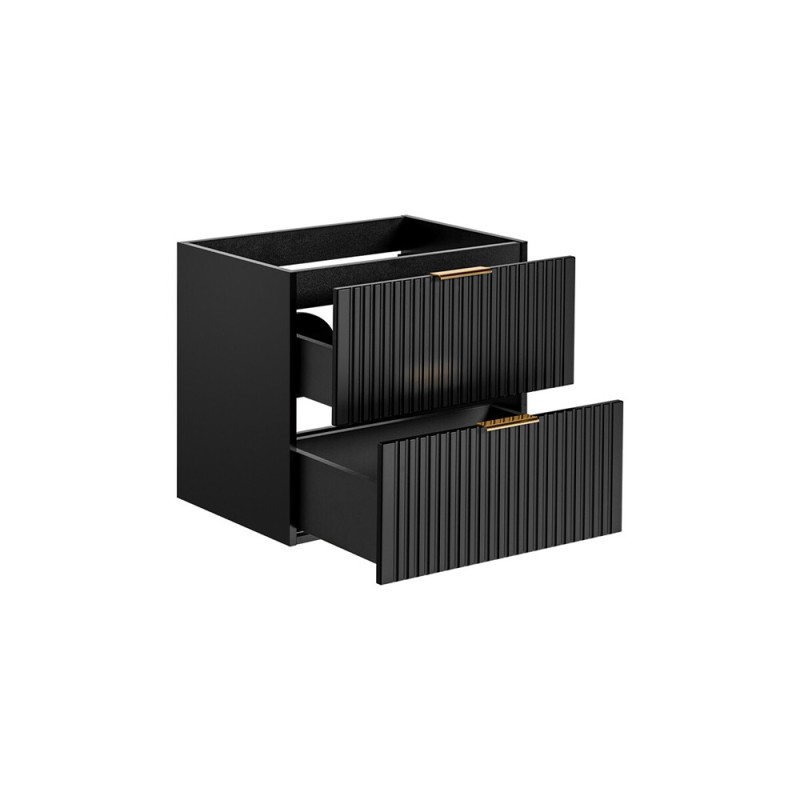 Dulap sub lavoar Comad Adel Black, MDF, Pal melaminat, 2 sertare, negru mat, L.60 cm, ADEL BLACK 82-60-B-2S