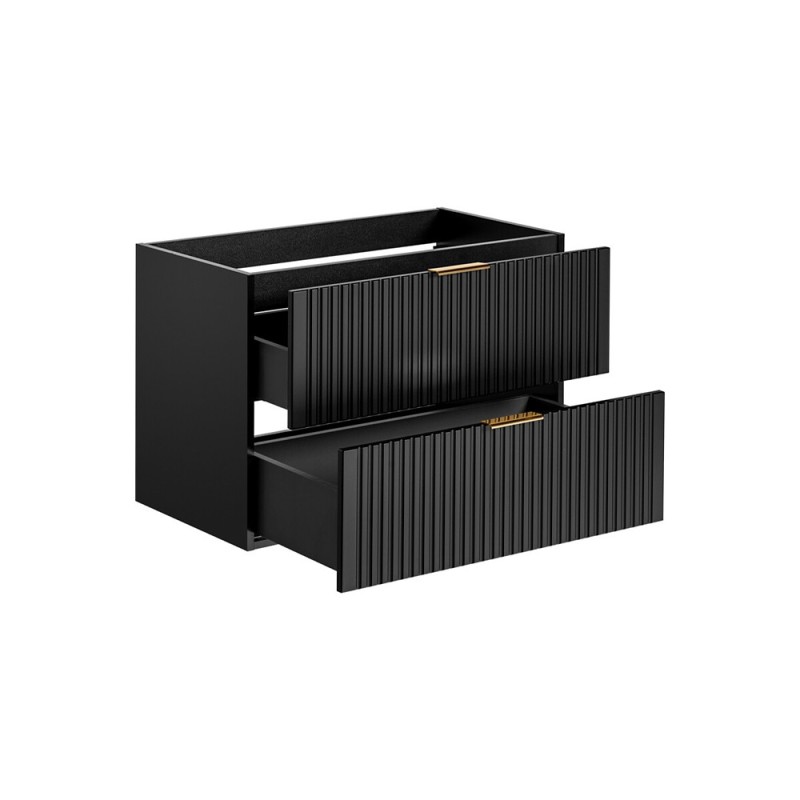 Dulap sub lavoar Comad Adel Black, MDF, Pal melaminat, 2 sertare, negru mat, L.80 cm, ADEL BLACK 82-80-B-2S