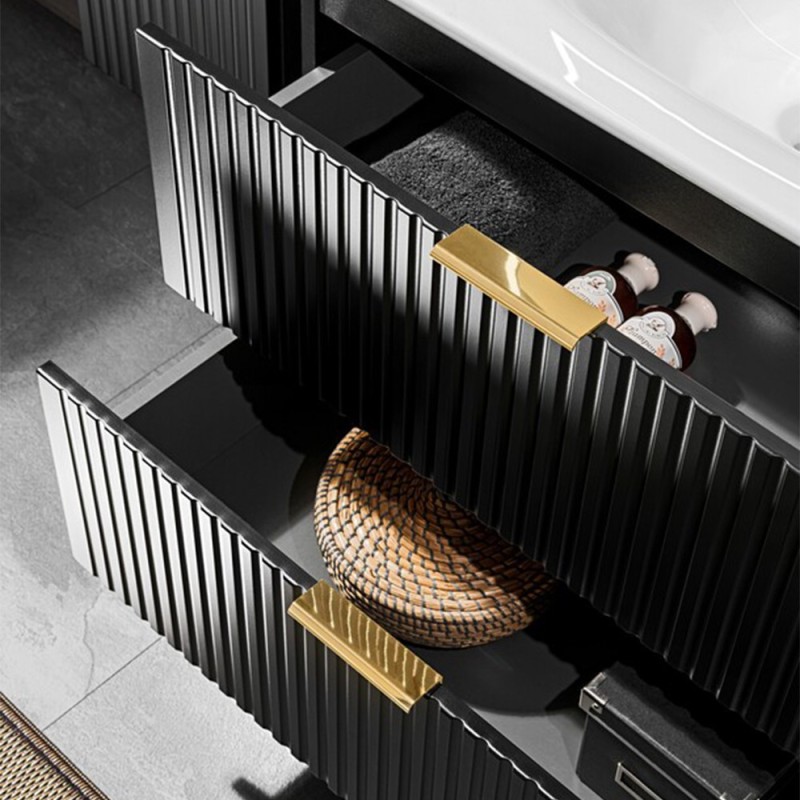 Dulap sub lavoar Comad Adel Black, MDF, Pal melaminat, 2 sertare, negru mat, L.80 cm, ADEL BLACK 82-80-B-2S