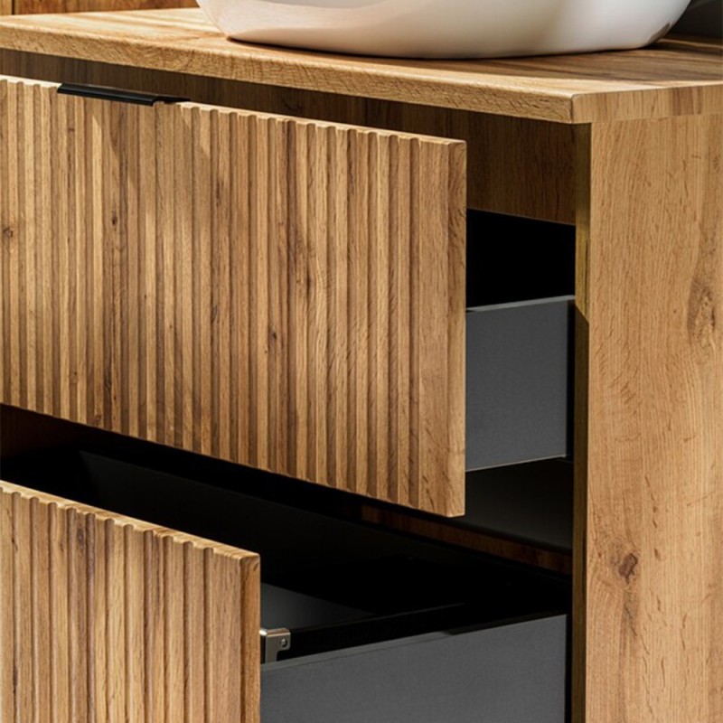 Dulap sub lavoar Comad Adel Oak, MDF, Pal melaminat, 2 sertare, stejar wotan, L.60 cm, ADEL OAK 82-60-B-2S