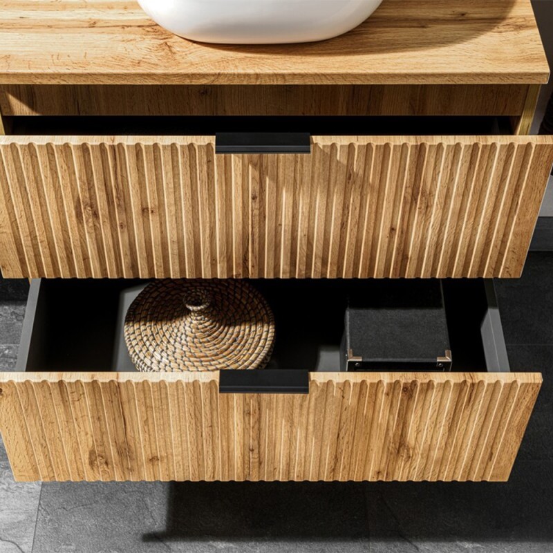 Dulap sub lavoar Comad Adel Oak, MDF, Pal melaminat, 2 sertare, stejar wotan, L.60 cm, ADEL OAK 82-60-B-2S