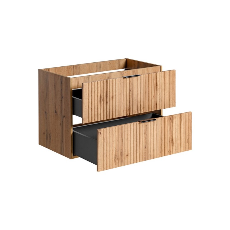 Dulap sub lavoar Comad Adel Oak, MDF, Pal melaminat, 2 sertare, stejar wotan, L.80 cm, ADEL OAK 82-80-B-2S