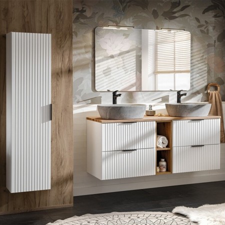Dulap inalt Comad Adel White, MDF, Pal melaminat, 1 usa, alb mat, H.140 cm, ADEL WHITE 80-01-B-1D