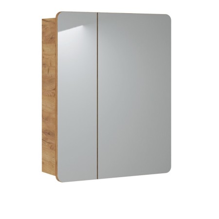 Dulap de baie cu oglinda Aruba White, MDF, PAL melaminat, stejar artizanal, 2 usi, L.60 cm, ARUBA 841 -60CM FSC