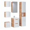 Dulap de baie cu oglinda Aruba White, MDF, PAL melaminat, stejar artizanal, 1 usa, L.40 cm, ARUBA 842 -40CM FSC