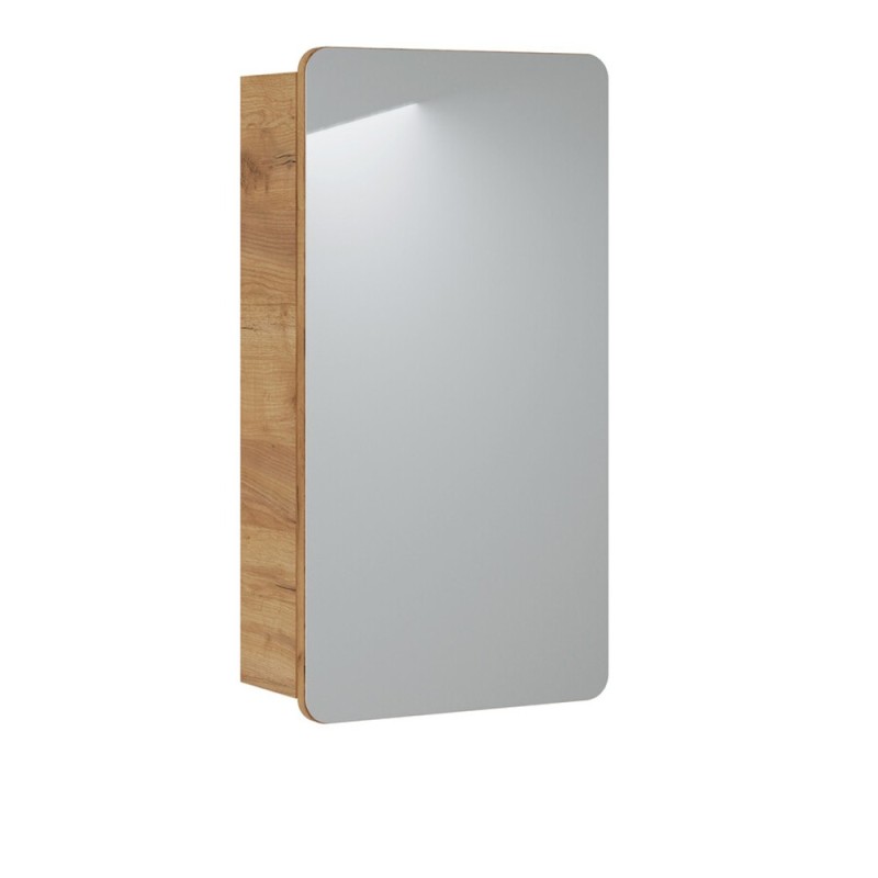 Dulap de baie cu oglinda Aruba White, MDF, PAL melaminat, stejar artizanal, 1 usa, L.40 cm, ARUBA 842 -40CM FSC