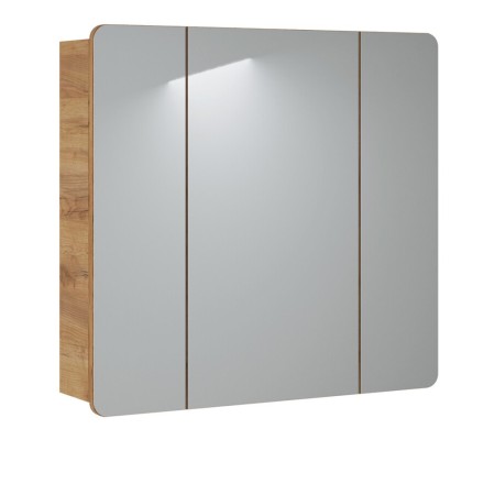 Dulap de baie cu oglinda Aruba White, MDF, PAL melaminat, stejar artizanal, 3 usi, L.80 cm, ARUBA 843 -80CM FSC