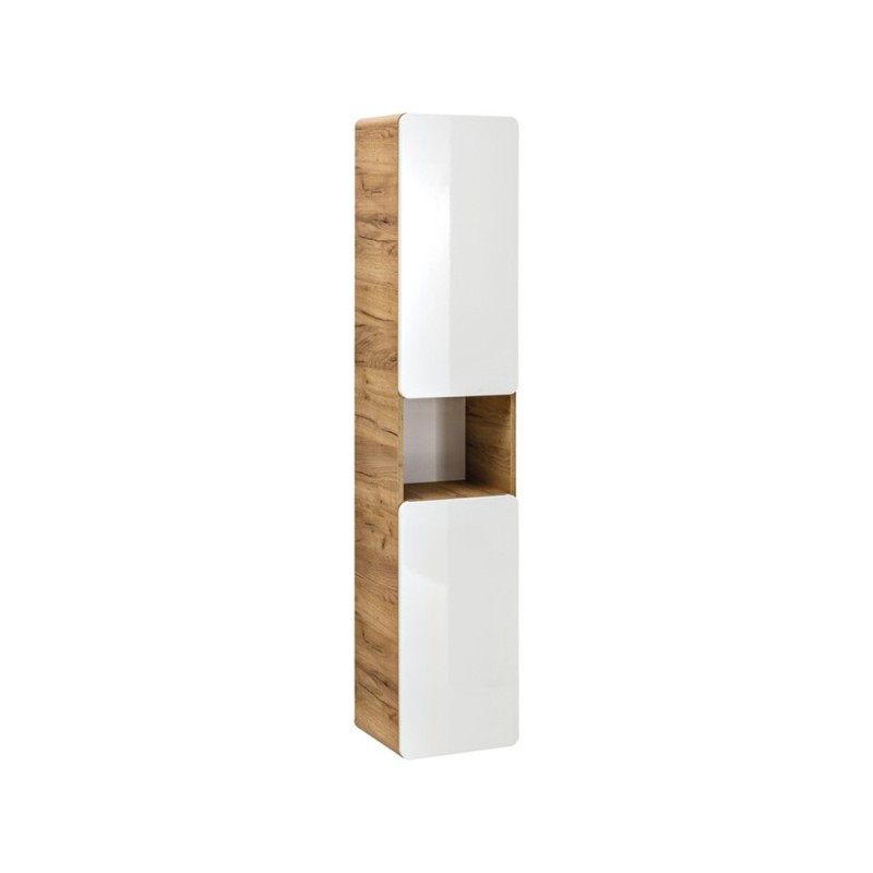 Dulap inalt Aruba White, MDF, PAL melaminat, stejar artizanal/alb lucios, 2 usi, H.170 cm, ARUBA WHITE 800 FSC