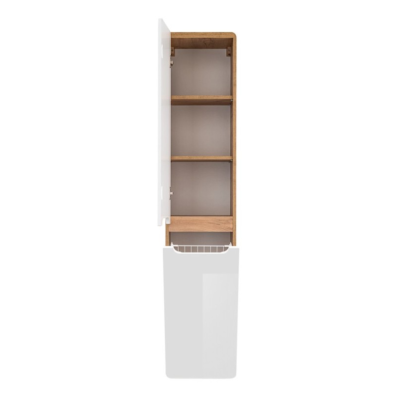 Dulap inalt Aruba White, MDF, PAL melaminat, stejar artizanal/alb lucios, 2 usi, H.170 cm, ARUBA WHITE 804 FSC
