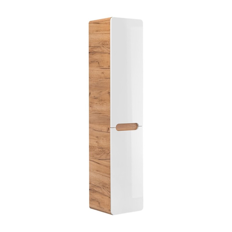 Dulap inalt Aruba White, MDF, PAL melaminat, stejar artizanal/alb lucios, 2 usi, H.170 cm, ARUBA WHITE 804 FSC