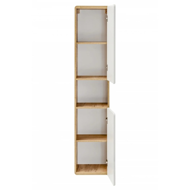 Dulap inalt Aruba White, MDF, PAL melaminat, stejar artizanal/alb lucios, 2 usi, H.170 cm, ARUBA WHITE 805 FSC