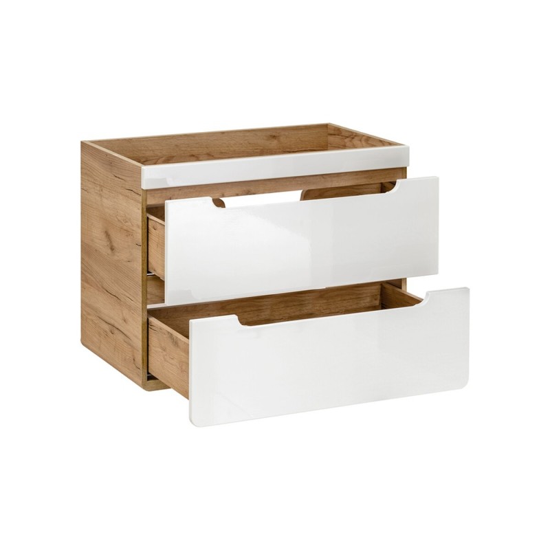 Masca lavoar Aruba White, MDF, PAL melaminat, stejar artizanal/alb lucios, 2 sertare, L.60 cm, ARUBA WHITE 820- 60 CM FSC