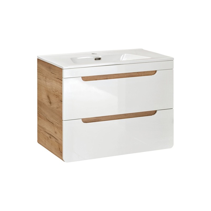 Masca lavoar Aruba White, MDF, PAL melaminat, stejar artizanal/alb lucios, 2 sertare, L.60 cm, ARUBA WHITE 820- 60 CM FSC