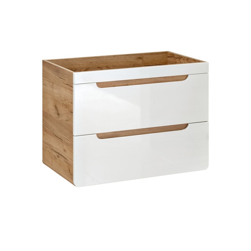 Masca lavoar Aruba White, MDF, PAL melaminat, stejar artizanal/alb lucios, 2 sertare, L.60 cm, ARUBA WHITE 820- 60 CM FSC