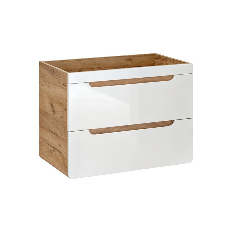 Masca lavoar Aruba White, MDF, PAL melaminat, stejar artizanal/alb lucios, 2 sertare, L.80 cm, ARUBA WHITE 821- 80CM FSC