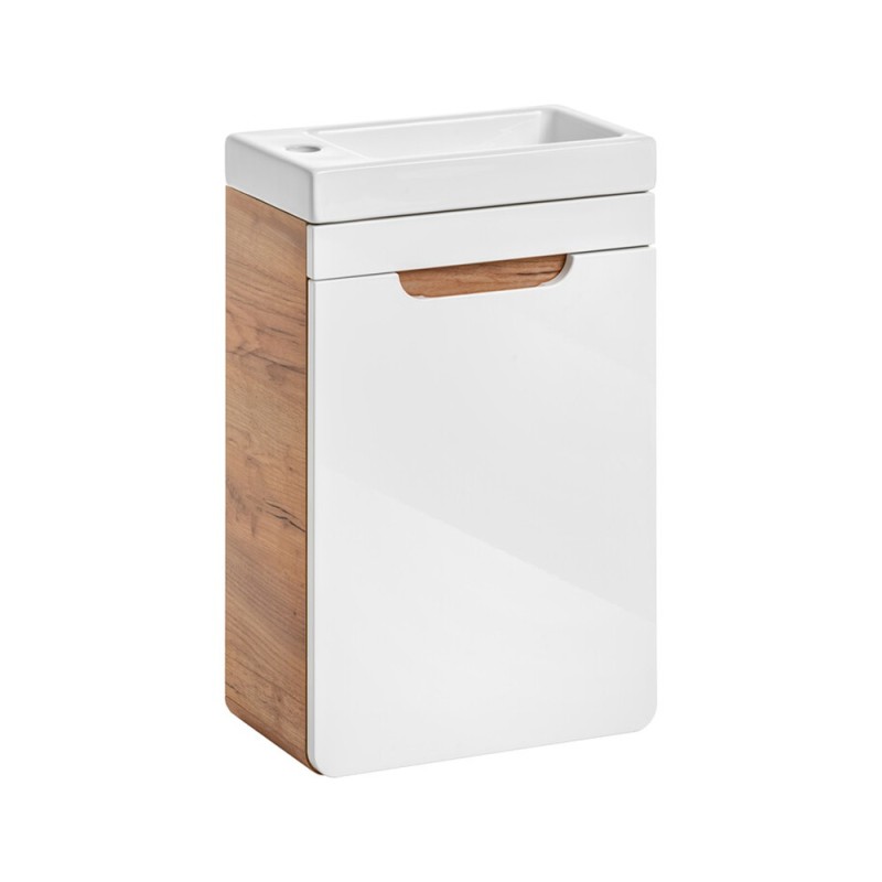 Masca lavoar Aruba White, MDF, PAL melaminat, stejar artizanal/alb lucios, 1 usa, L.40 cm, ARUBA WHITE 826 FSC