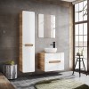 Masca lavoar Aruba White, MDF, PAL melaminat, stejar artizanal/alb lucios, 2 sertare, L.60 cm, ARUBA WHITE 828-UN-60CM FSC