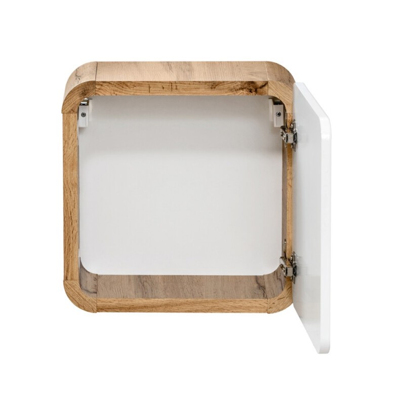 Dulapior baie Aruba White Qubix, MDF, PAL melaminat, stejar artizanal/alb lucios, 1 usa, 35 cm x 35 cm, ARUBA WHITE 831 FSC