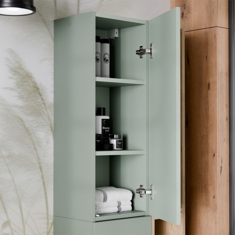 Semicoloana Aster Green, MDF, PAL melaminat, verde mat, 1 usa, H.80 cm, ASTER GREEN 80-30-1D