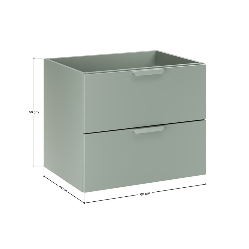 Dulap lavoar Aster Green, MDF, PAL melaminat, verde mat, 2 sertare, L.60 cm, ASTER GREEN 82-60-46-2S