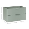 Dulap lavoar Aster Green, MDF, PAL melaminat, verde mat, 2 sertare, L.80 cm, ASTER GREEN 82-80-46-2S