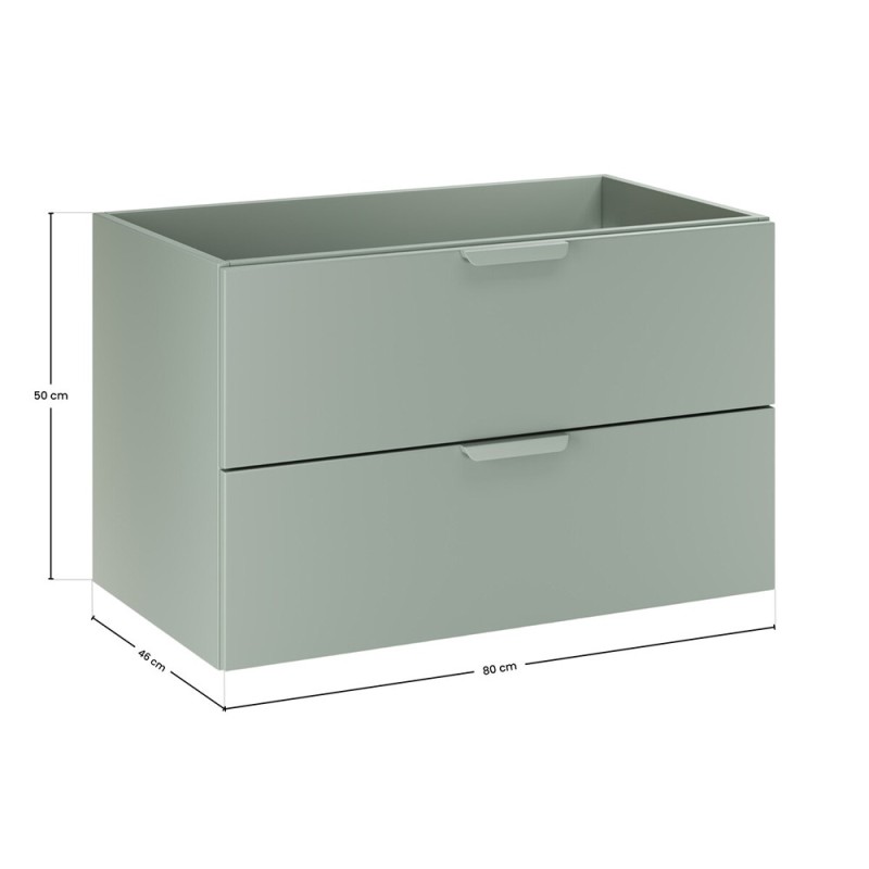 Dulap lavoar Aster Green, MDF, PAL melaminat, verde mat, 2 sertare, L.80 cm, ASTER GREEN 82-80-46-2S