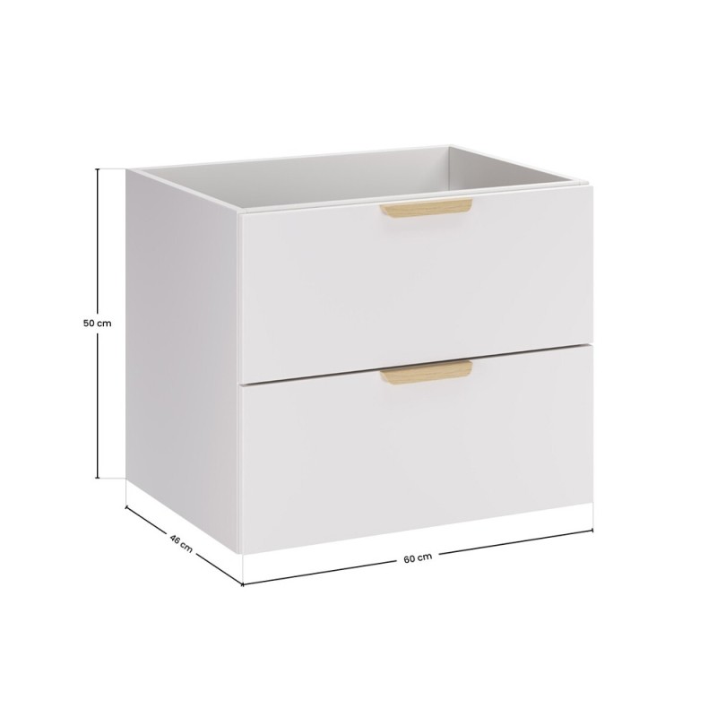 Dulap lavoar Aster White, MDF, PAL melaminat, alb mat, 2 sertare, L.60 cm, ASTER WHITE 82-60-46-2S