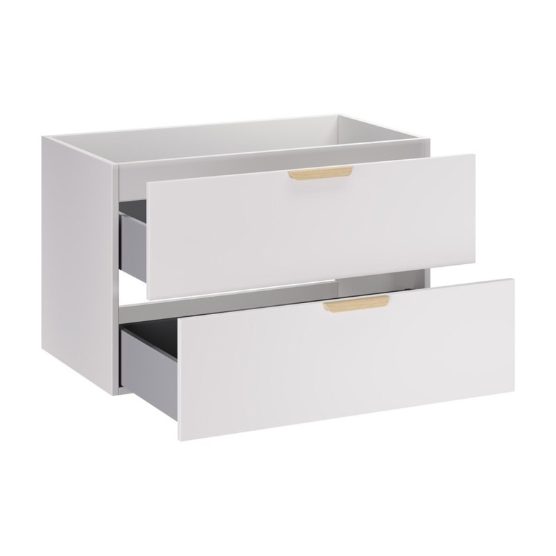 Dulap lavoar Aster White, MDF, PAL melaminat, alb mat, 2 sertare, L.80 cm, ASTER WHITE 82-80-46-2S