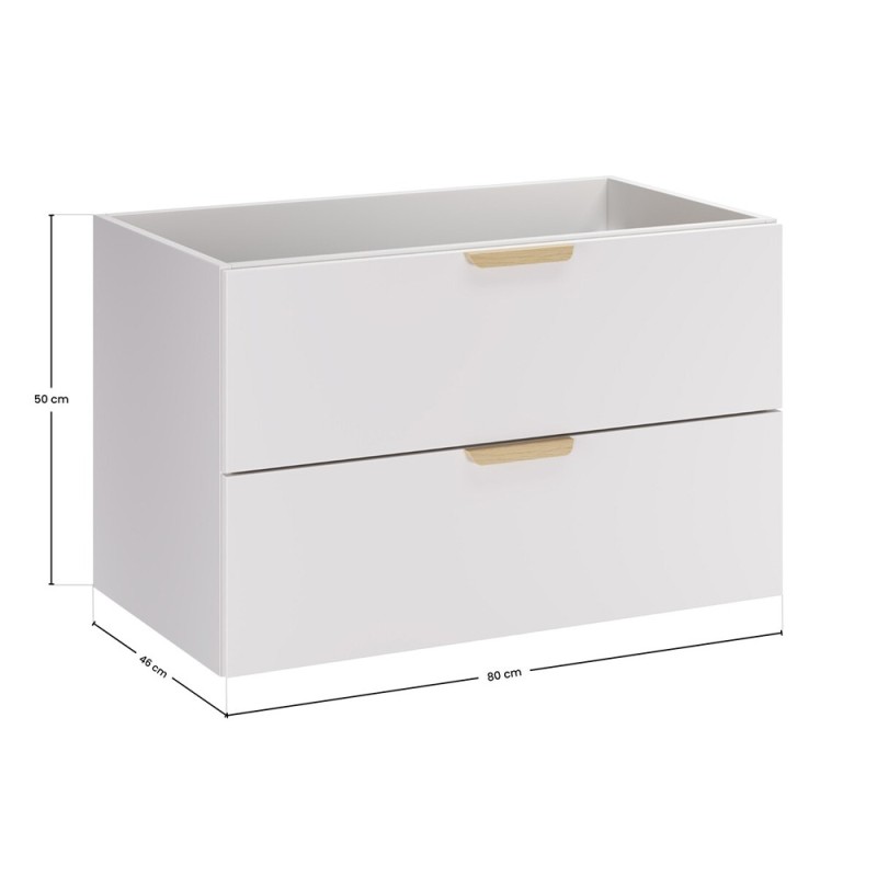 Dulap lavoar Aster White, MDF, PAL melaminat, alb mat, 2 sertare, L.80 cm, ASTER WHITE 82-80-46-2S