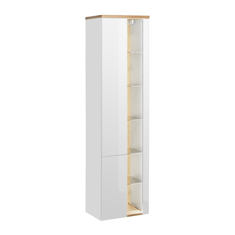 Dulap inalt Bahama White, MDF, PAL melaminat, alb/stejar wotan, H.170 cm, BAHAMA WHITE 800 FSC