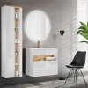 Dulap lavoar Bahama White, MDF, PAL melaminat, alb/stejar wotan, 1 sertar, L.80 cm, BAHAMA WHITE 821 FSC