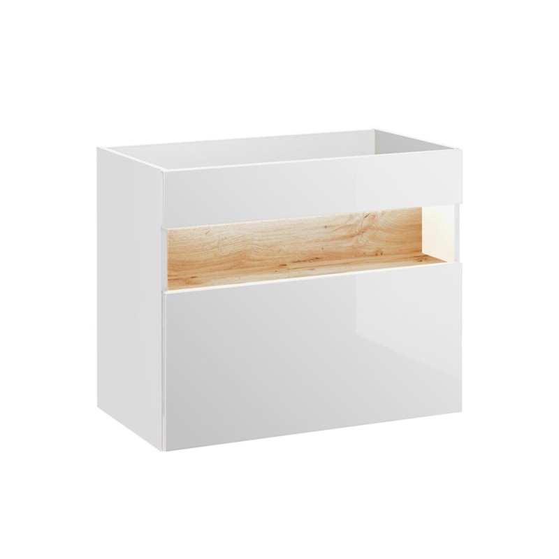Dulap lavoar Bahama White, MDF, PAL melaminat, alb/stejar wotan, 1 sertar, L.80 cm, BAHAMA WHITE 821 FSC