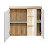 Dulap cu oglinda Bahama White, MDF, PAL melaminat, alb/stejar wotan, 2 usi, L.80 cm, BAHAMA WHITE 841 FSC