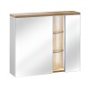 Dulap cu oglinda Bahama White, MDF, PAL melaminat, alb/stejar wotan, 2 usi, L.80 cm, BAHAMA WHITE 841 FSC