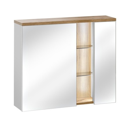 Dulap cu oglinda Bahama White, MDF, PAL melaminat, alb/stejar wotan, 2 usi, L.80 cm, BAHAMA WHITE 841 FSC