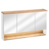 Dulap cu oglinda Bahama White, MDF, PAL melaminat, alb/stejar wotan, 3 usi, L.120 cm, BAHAMA WHITE 843 FSC