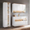 Dulap cu oglinda Bahama White, MDF, PAL melaminat, alb/stejar wotan, 3 usi, L.120 cm, BAHAMA WHITE 843 FSC