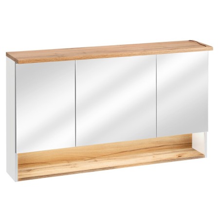 Dulap cu oglinda Bahama White, MDF, PAL melaminat, alb/stejar wotan, 3 usi, L.120 cm, BAHAMA WHITE 843 FSC
